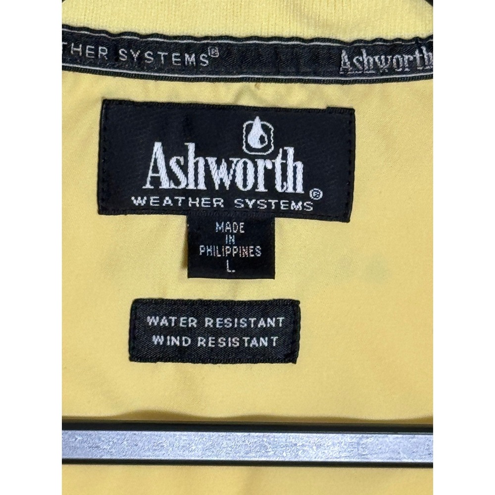 Ashworth Weather Sys Mens L Golf Vest Yellow Water Wind Resistant Quarter Zip - Picture 2 of 3